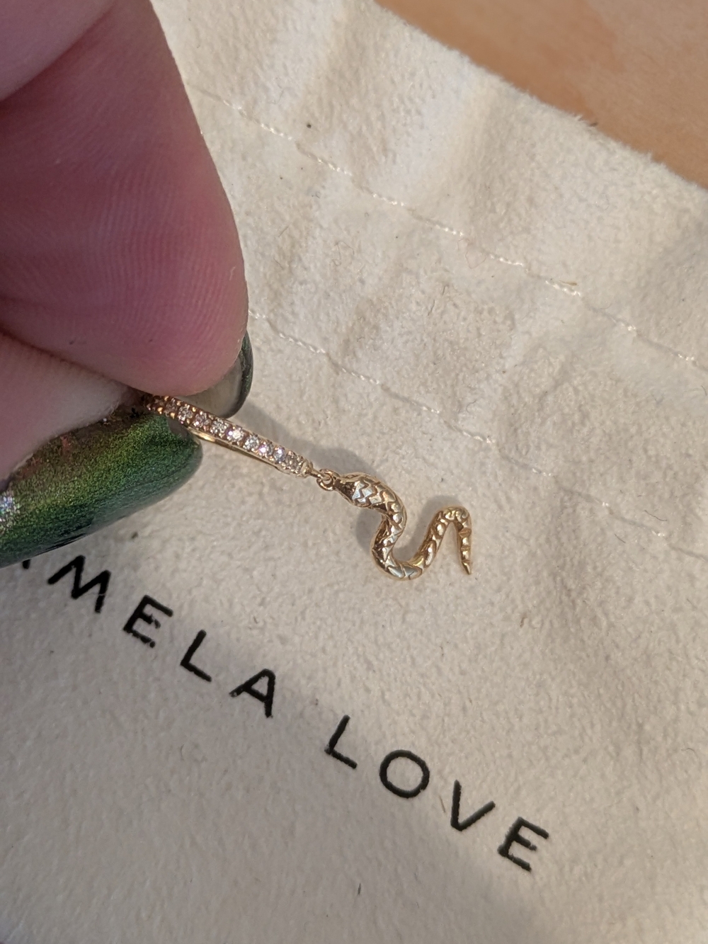 DISCONTINUED Pamela Love Serpent Pave Huggie 14k Gold Diamond Snake Earring New